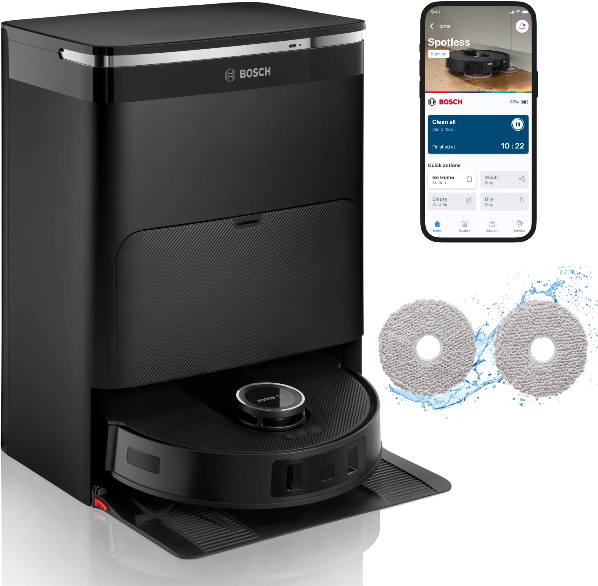 Bosch Saugroboter Spotless Max BCRDW3B mit Nass-Trocken-Servicestation