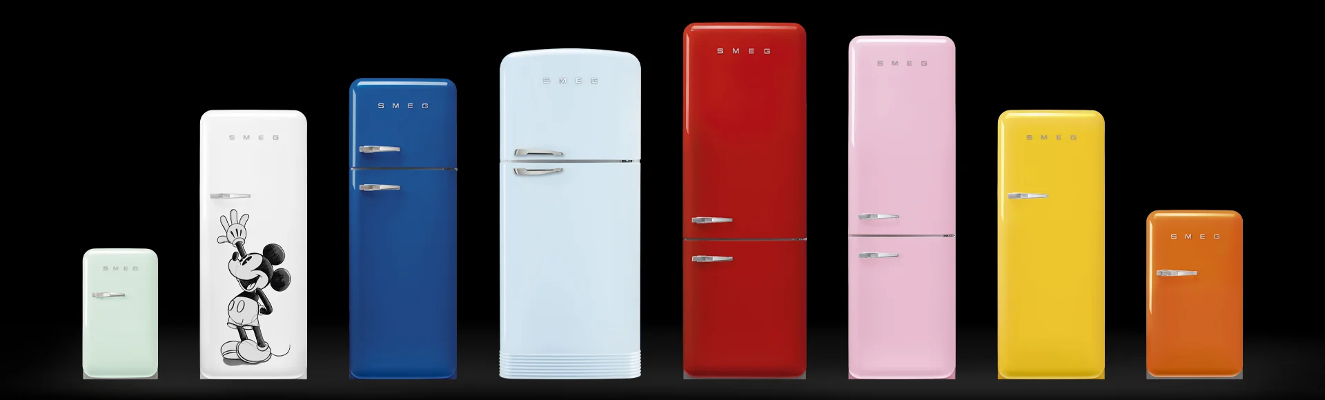 Smeg FAB-Linie Kühlschränke in 8 Farben — bei ViBa München Schwabing